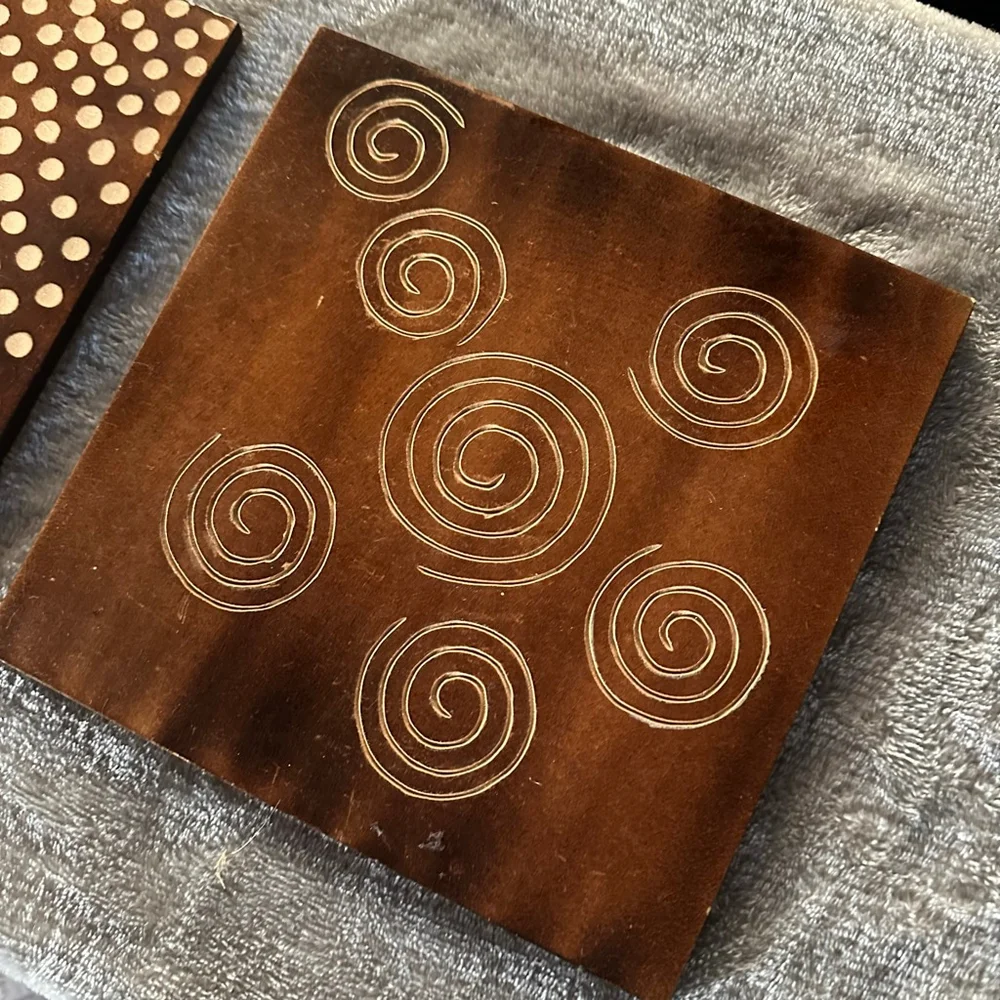 Wooden Decor Brown Beige Square Wall Art Set